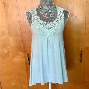 Women’s Aqua Lace Trimmed Top or Mini Dress-XS